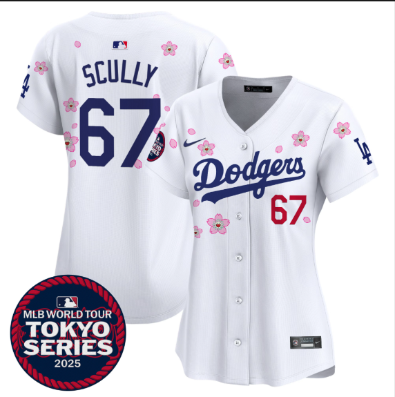 Women Los Angeles Dodgers 67 Scully Tokyo Series 2025 white Limited Stitched Jersey